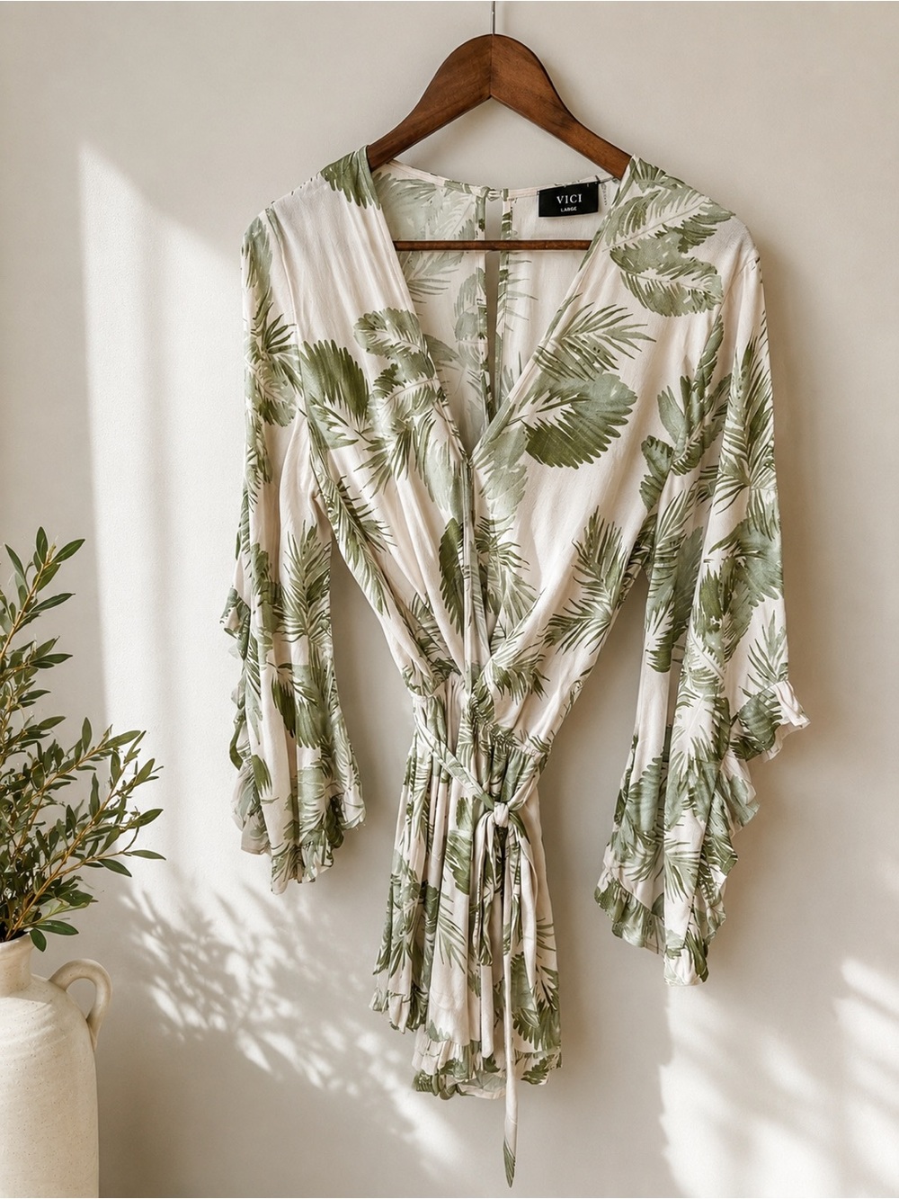 VICI Palm-Print Wrap Romper